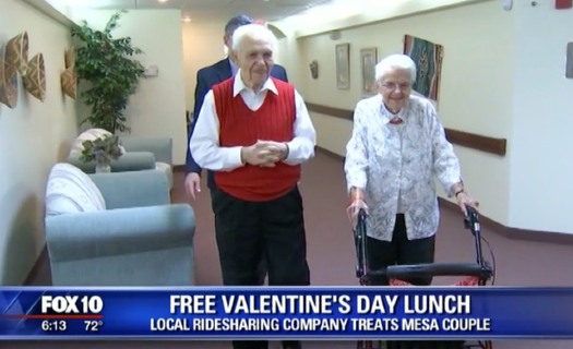 Photo of couple walking at Fellowship Square senior living in Mesa