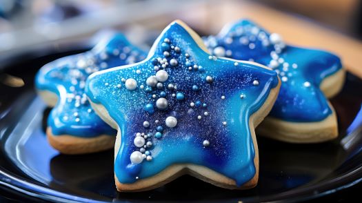Photo of blue star-shape sugar cookies. Fellowship Square Independent Living in Surprise