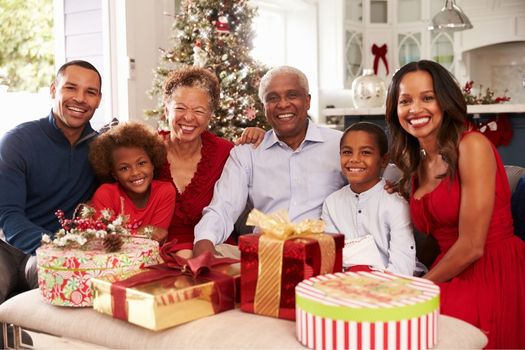 Three generations celebrating Christmas together at Fellowship Square Senior Living in AZ