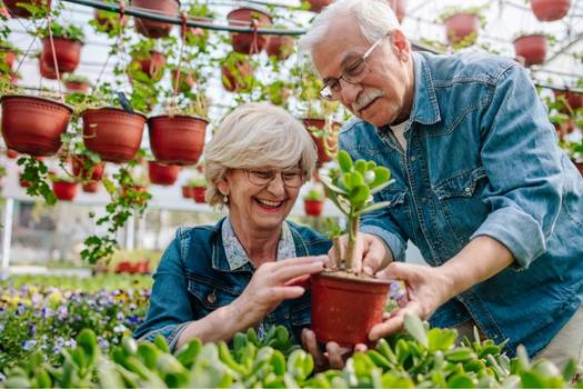 Seniors gardening at Fellowship Square Senior Living Community AZ