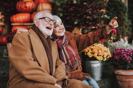 happy couple in fall clothing