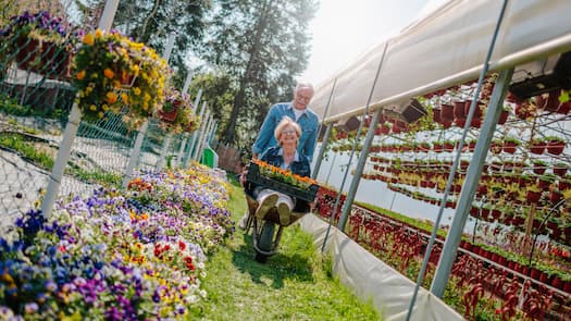 couple in plant nursery