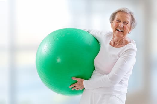 woman with medicine ball