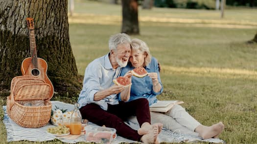 Couple having a picnic in the park