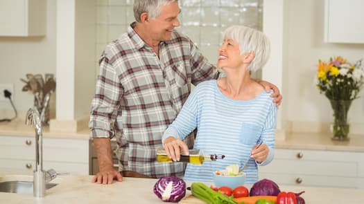 couple making salad